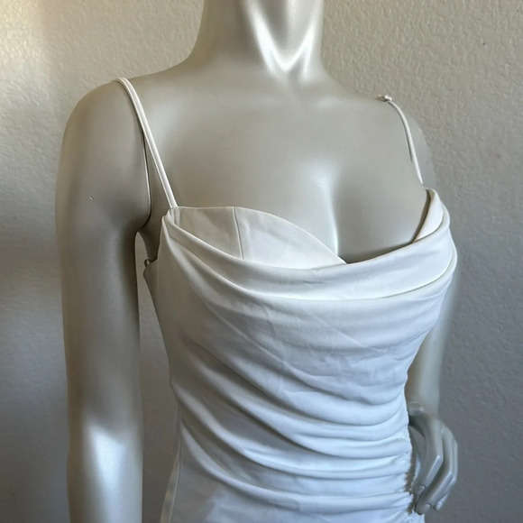 NWT Zara White Draped Midi Dress - Picture 9 of 13